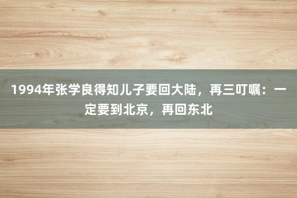 1994年张学良得知儿子要回大陆，再三叮嘱：一定要到北京，再回东北