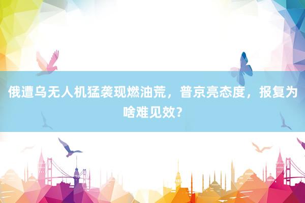 俄遭乌无人机猛袭现燃油荒，普京亮态度，报复为啥难见效？